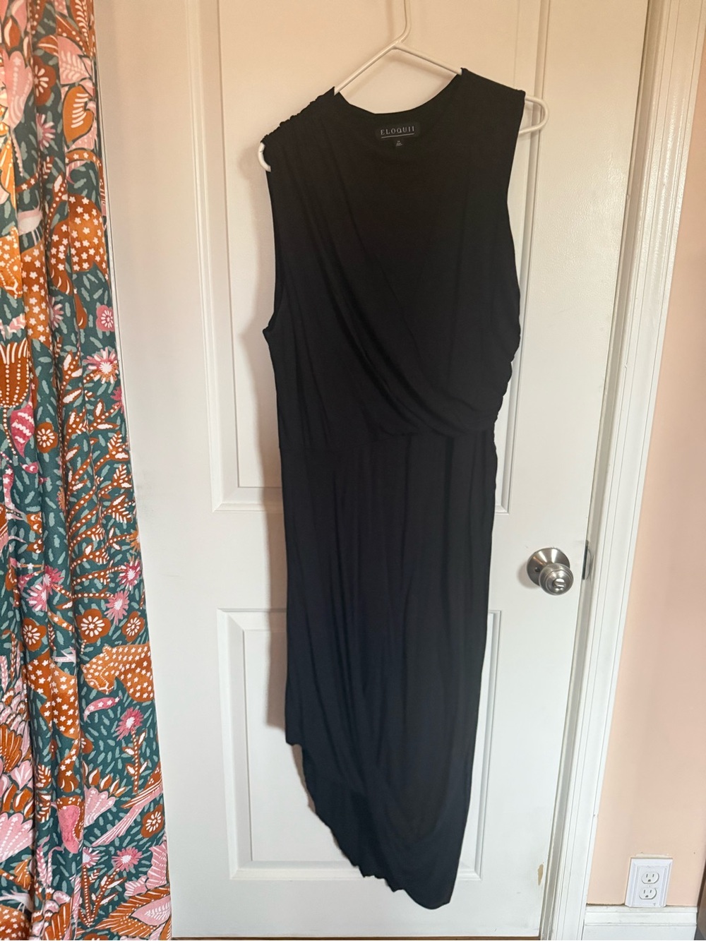 Eloquii Black Sleeveless Draped Bodycon Midi Dress